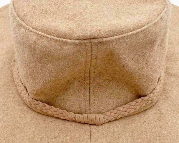 Harper NEW ASN The  Hat Boho Western Braided Floppy Tan Felt Boater Hat Bohemian