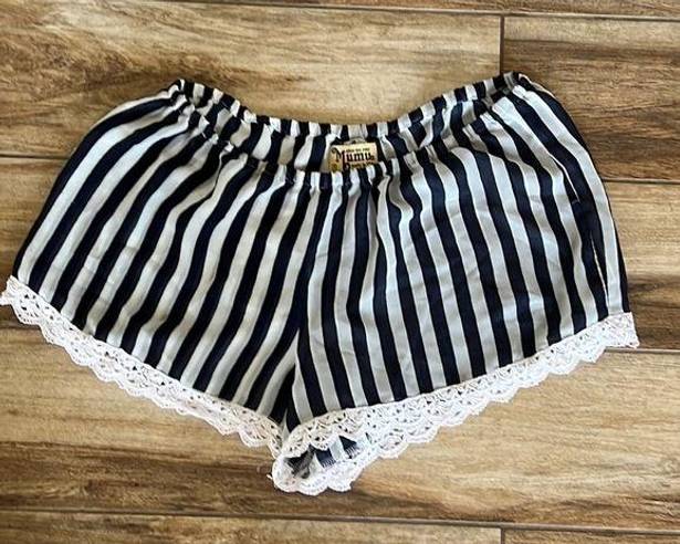 Show Me Your Mumu  blue striped stretchy waist shorts