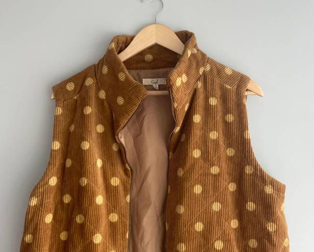 easel Brown Polka Dot Corduroy Vest