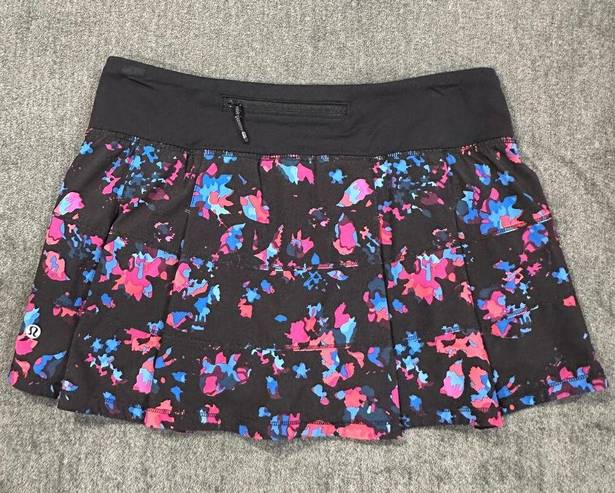 Lululemon  Black Pace Rival Mid Rise Tennis Skirt Dandy Digie Multi Black Size 6