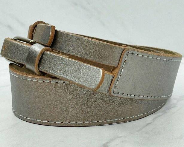 Gap  Silver Metallic Double Buckle Genuine Leather Belt Size Small S Womens