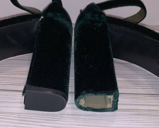 Bamboo  Women's Chunky Heel Platform Sandal with Ankle Strap, Green Sz 7.5 women