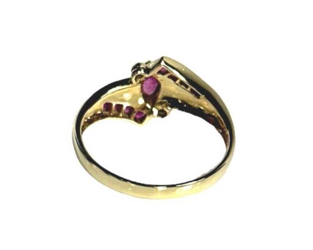 Ruby 14KT GENUINE  & DIAMOND ACCENT SOLID YELLOW GOLD VINATGE LOW PROFILE RING