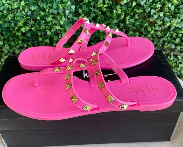 Nicole Miller BNIB -  Hot Pink Jelly Sandals W/ Gold Studs | US7 EU38