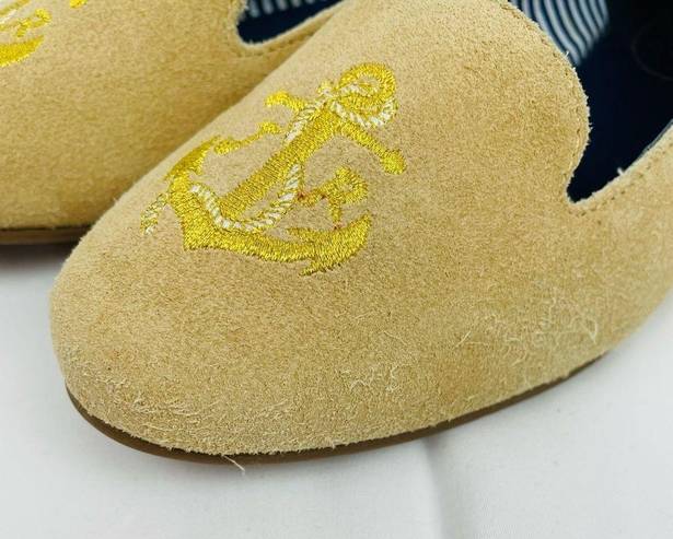 Jack Rogers Women Tan Anchor Suede Flats Size 6.5