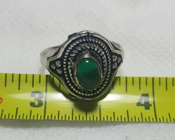 Onyx Natural Green  Sterling Silver Gemstone Ring No Stamp Ring size - 8