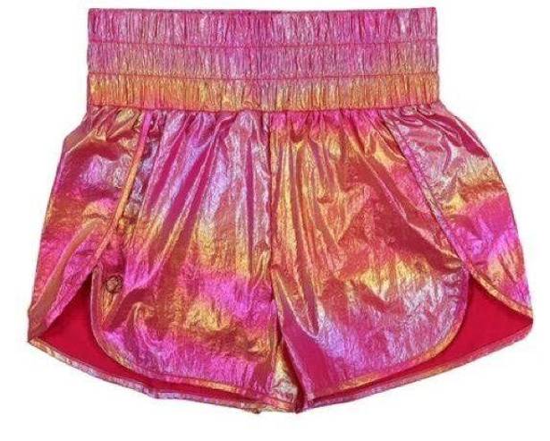 Free People  Movement The Way Home Shorts In Pink Rainbow Metallic Size Medium