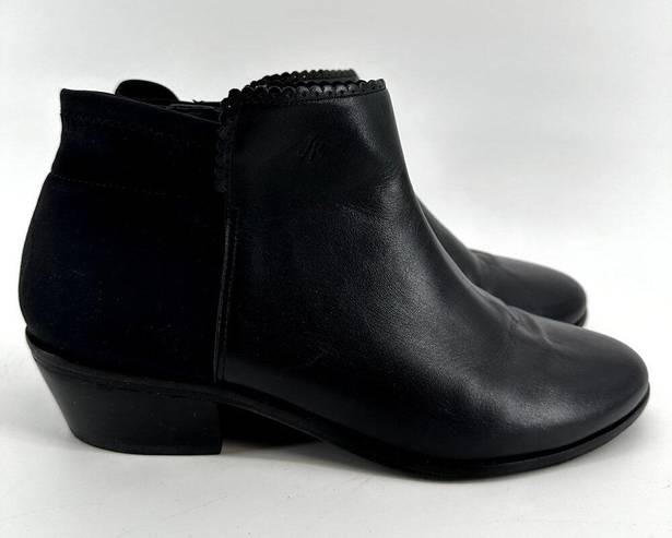 Jack Rogers  Bailee Scalloped Trim Ankle Boots Heeled Pointed Leather Black 9M