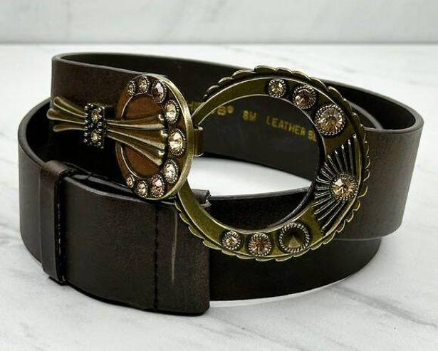 Chico's  Brown Leather Hook Buckle Belt Size Small S Medium M Womens