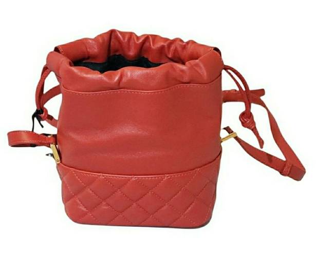 Versace  Crossbody Bucket Mini Purse Red Lambskin Leather Medusa Head Medallion