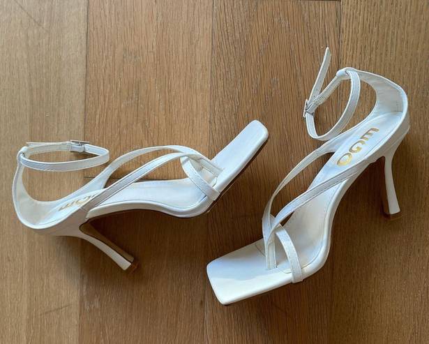 EGO White  Square Toe Sandal Heels