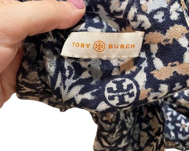 Tory Burch  Floral Scarf Navy Blue