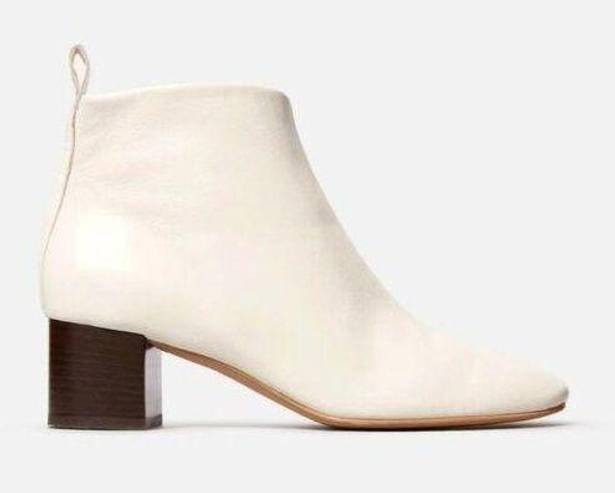 Everlane  The Day Ankle Boots in Bone Leather 7.5 New Womens Italy Booties