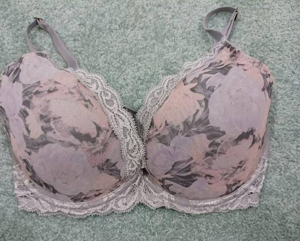 Natori 🍎5/25  Bra Full Coverage Gray Floral Lace Underwired Size 32DDD Size 32F