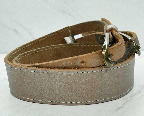 Gap  Silver Metallic Double Buckle Genuine Leather Belt Size Small S Womens