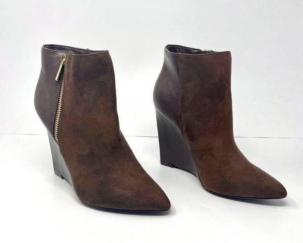 Shoedazzle  Brown Ashley Pointed Toe Wedge Ankle Booties