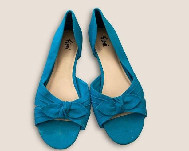 Fioni  Open Toe Dorsay Flats Turquoise 8.5