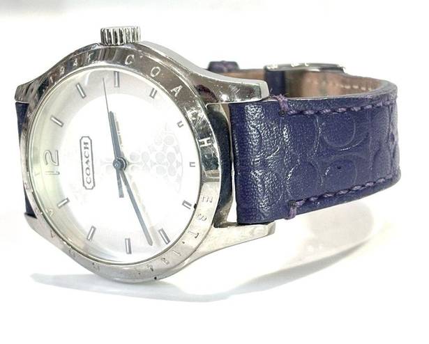 Coach  Purple Leather Monogram Band Madison Signature Watch