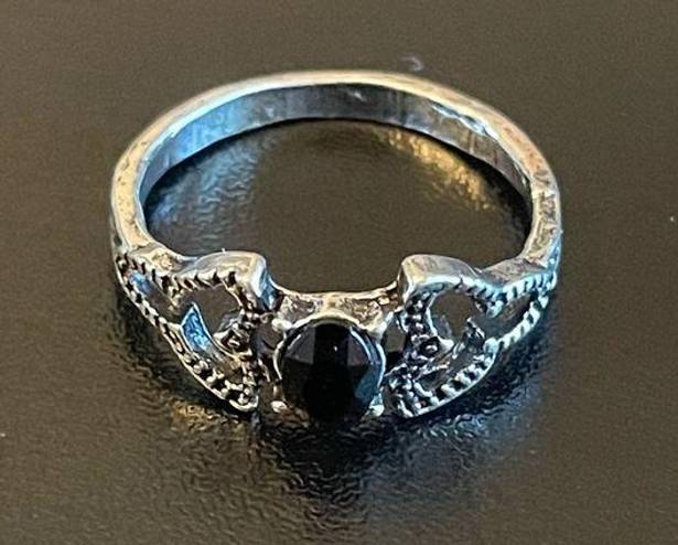 Onyx Black  silver plated ring size 6.5