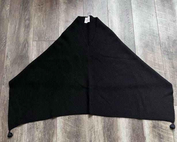 Pamella Roland 100% Cashmere Sweater Poncho Made in Italy Luxury Designer OS Black Size M