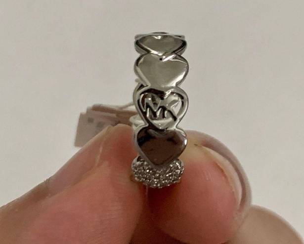 Michael Kors Silver-Tone Heart Eternity Ring Band Size 7