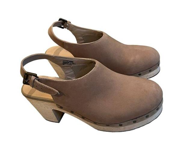 Loft  Slingback Leather Clogs, Sz 8