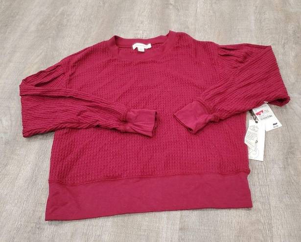 Treasure & Bond NWT  Burgundy Plum Waffle Crew Neck Sweater Size XS