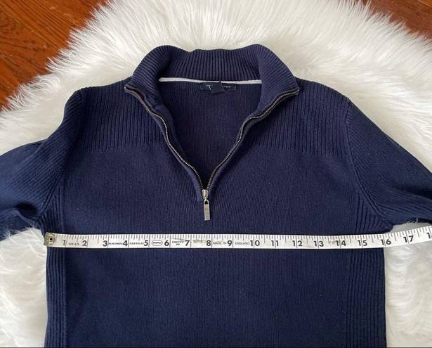 Tommy Hilfiger  LOGO Quarter Zip Sweater Navy White Size Medium Y2K