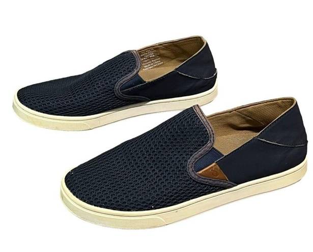 Olukai  Pehuea Shoes Womens Size 8.5 Navy Blue Mesh Drop In Heel Classic Slip On