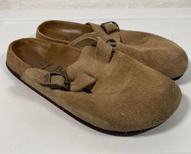 Birkenstock  Boston Suede Clogs Soft Footbed Beige Womens EU 38N US W7 -some wear