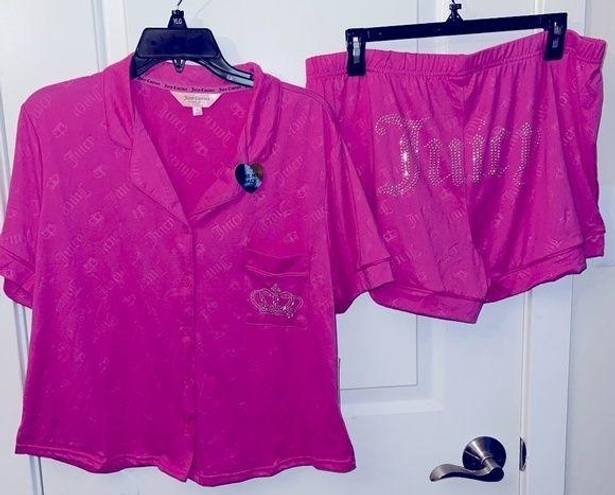 Juicy Couture NWT  Magenta XLarge Shirt Sleeve Short Pajama PNK JC CRWN Set