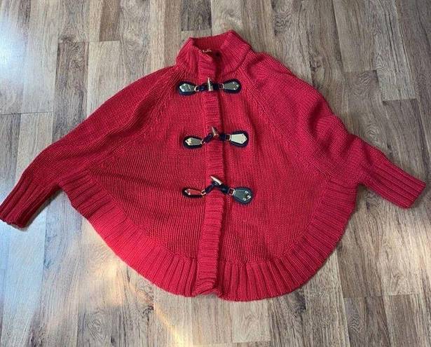 Michael Kors Michael  Chunky Knit Red Zipper Cardigan Sweater Dolman EUC Sz M