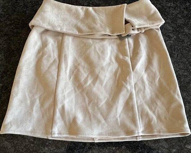 Lovers + Friends  Revolve Mini Skirt Faux Suede Belted Khaki Size Small NWOT