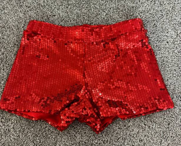 sequin shorts Red