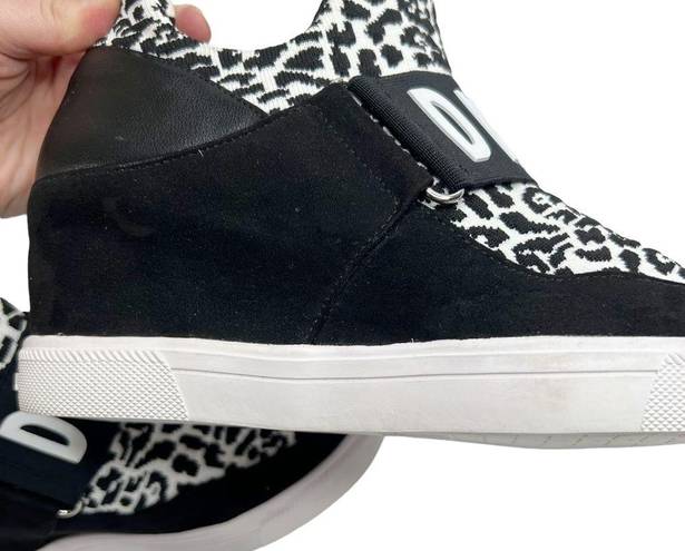 DKNY  Cosmos Black & White Animal Print Hidden Wedge Sneakers