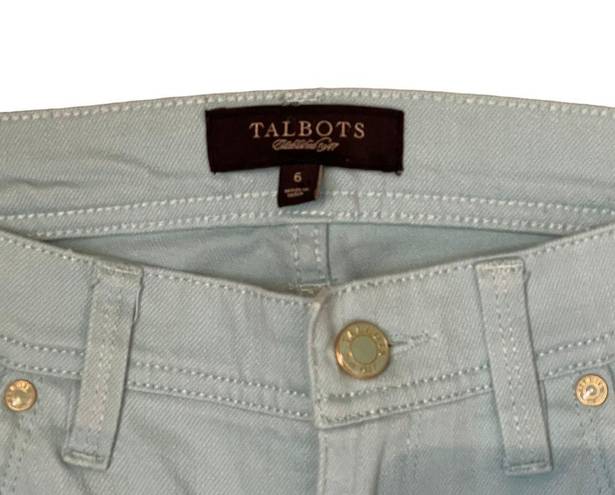 Talbots  Womens Jeans Size 6 Teal Stretch Denim Straight Leg Cotton Blend 32X29