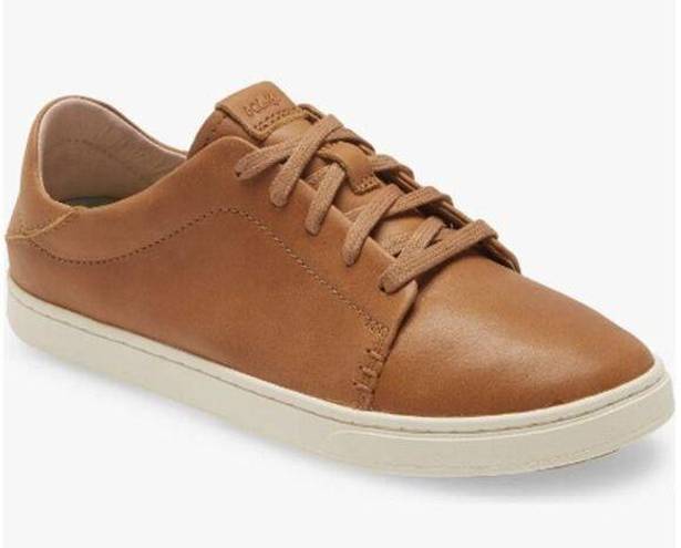 Olukai  Pehuea Li Ili Sneakers Lace Up Low Top Genuine Leather Casual Brown 7