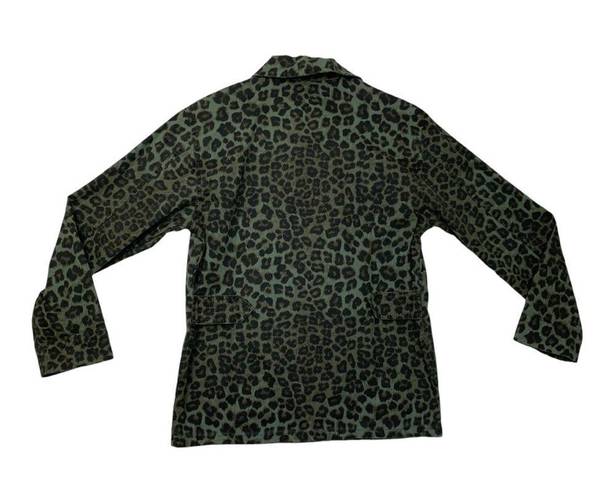 Good American  womens 1 small utility jacket sage leopard green new schaket butto