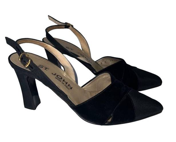 St. John Black Slingback Block Heel