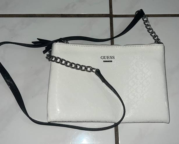 GUESS Mini Stone White Double Zip Crossbody Sling Messenger Bag