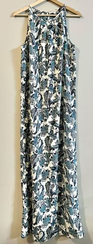Loft blue & cream paisley & floral maxi dress