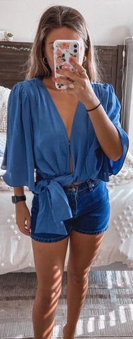 Sugar and L!ps Blue Wrap Up Top 