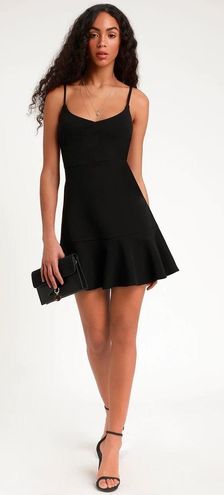 Lulus Black Flounce Hem Mini Dress