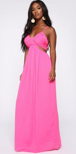 Fashion Nova NWT  Hot Pink Shore Walk Cut Out Maxi Dress