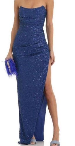 Lucy in the Sky Kenda sequin corset maxi dress in blue from Size L ...