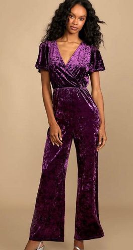 Lulus Velvet Purple Jumpsuit