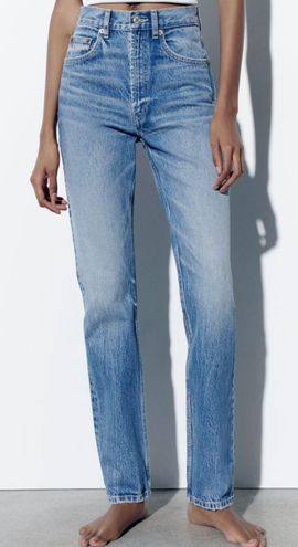 ZARA High Rise Straight Jeans Blue Size 2 - $42 New With Tags - From Emily