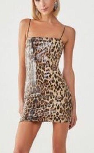 Forever 21  leopard sequin print mini dress with spaghetti straps
