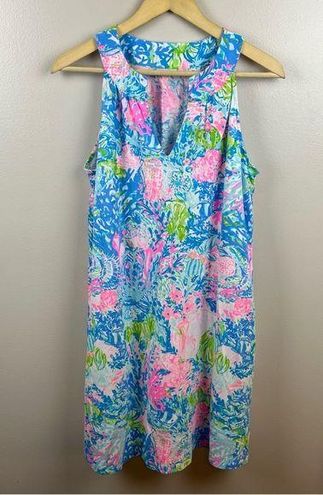 Lilly Pulitzer Ross Shift Dress Size Large Fished My Wish Blue Pink ...