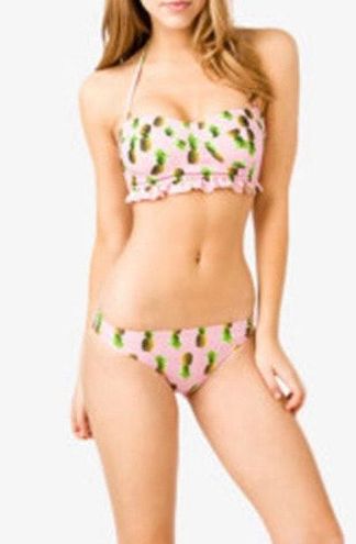 Forever 21 F21 Pink Pineapple Bikini Set